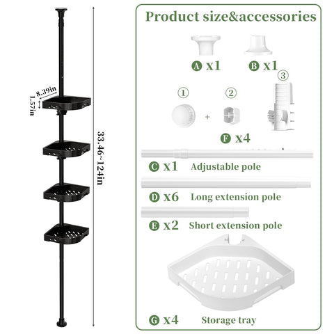 Akinbas four-basket setup stores shampoos and washes neatly in any shower.