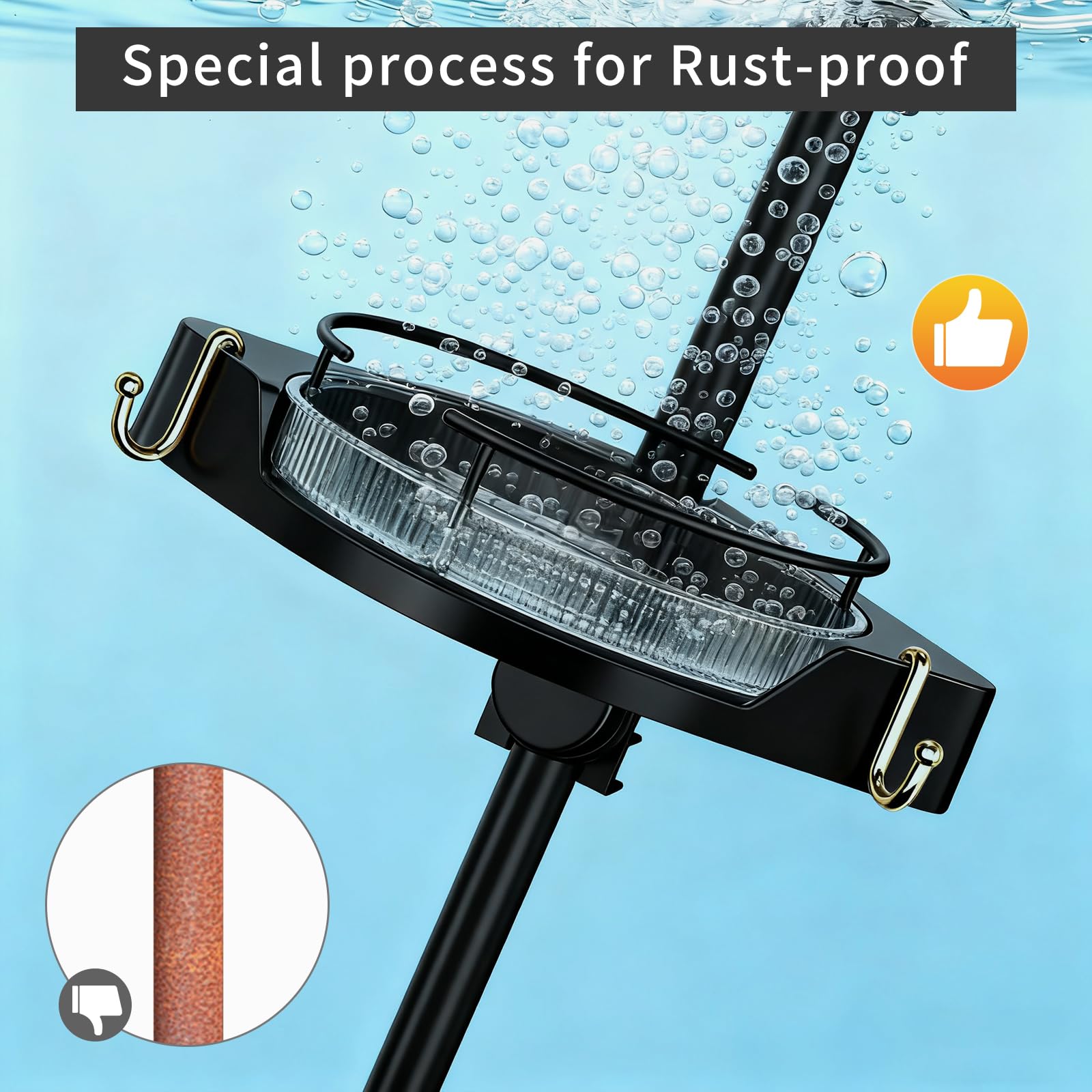 Akinbas adjustable height from 35 to 128 inches fits many showers.