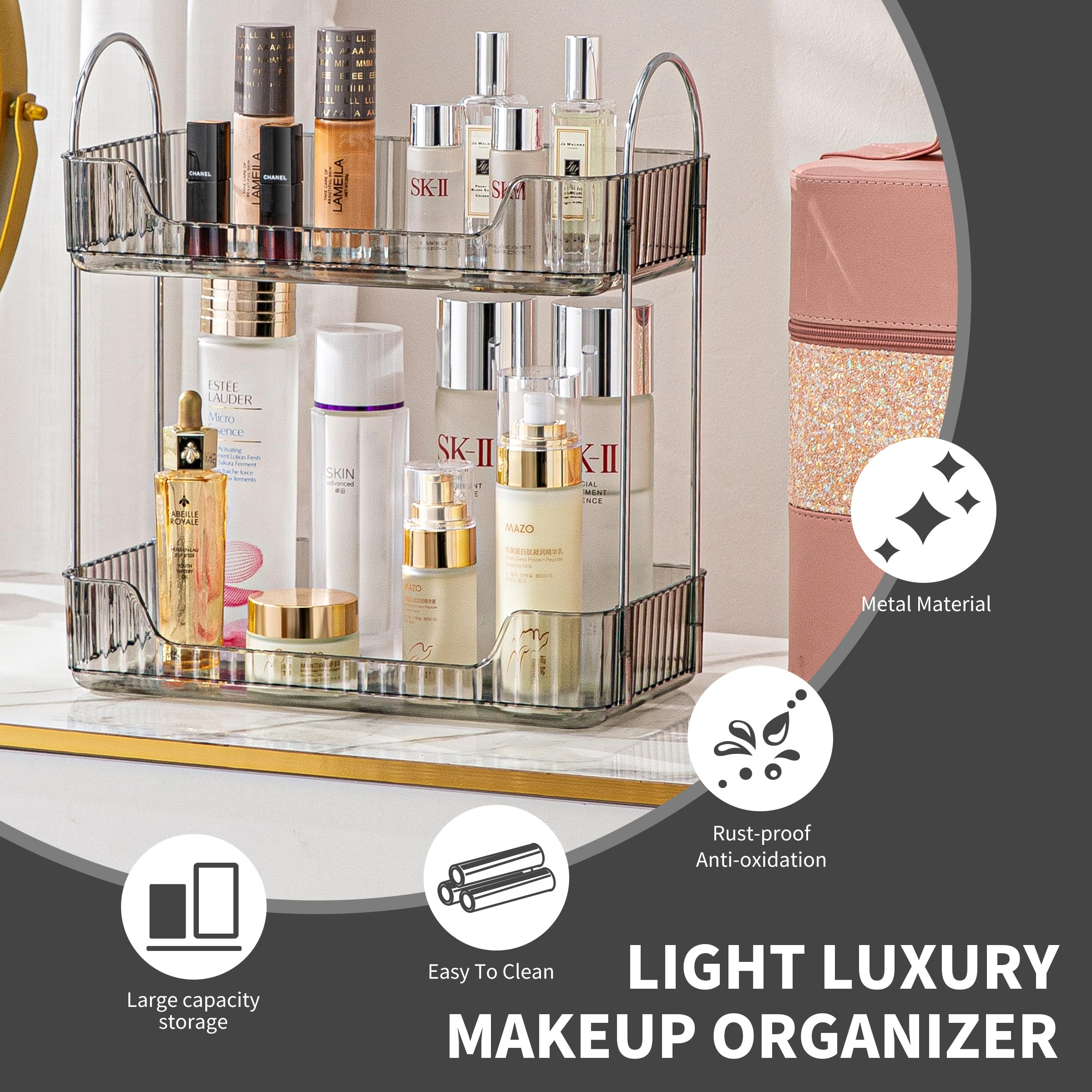 Akinbas perfume and skincare display keeps bottles organized and easy to grab