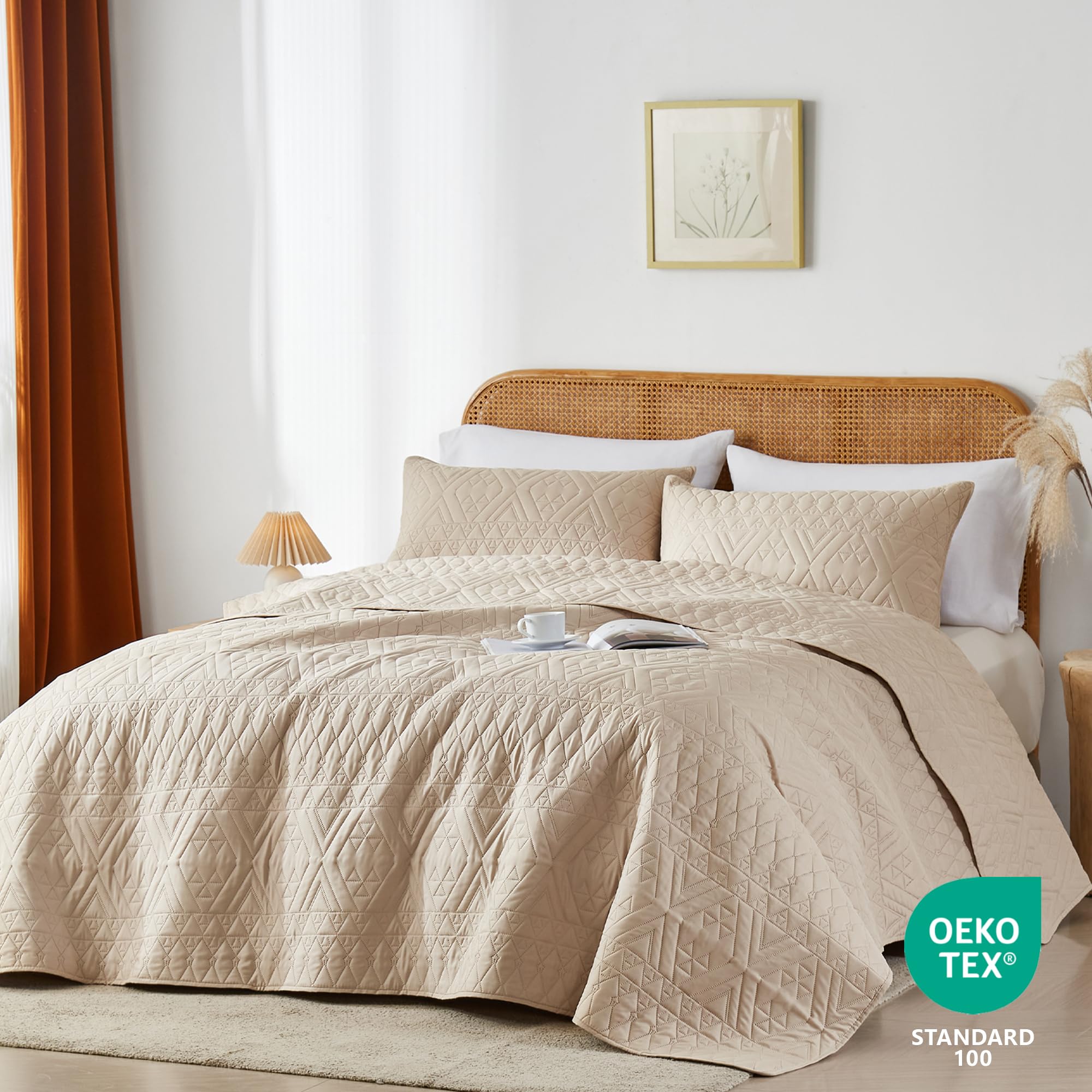 Akkialla King pillow shams in beige with coordinated style and easy bed-making.