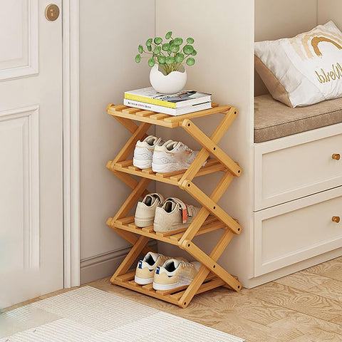 Akloya vertical shoe rack with four tiers, space-saving storage for busy entryways.