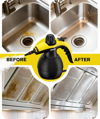 AKPIAN bathroom tile tool removes grime using powerful steam.