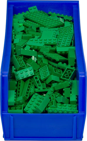 Akro-Mils AkroBins blue top view, space-saving design for shelves.