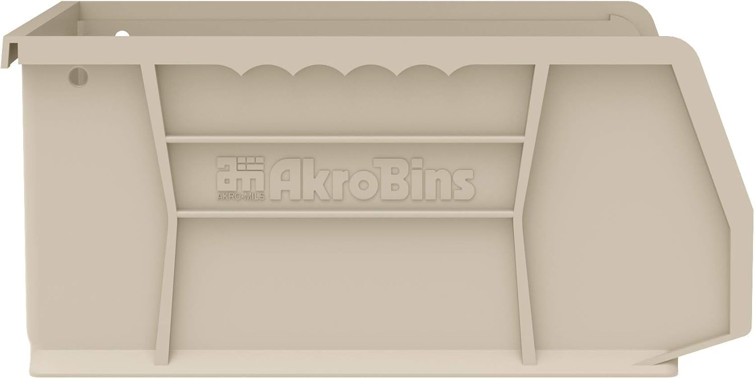 Akro-Mils AkroBins durable plastic; suitable for indoor and outdoor use.