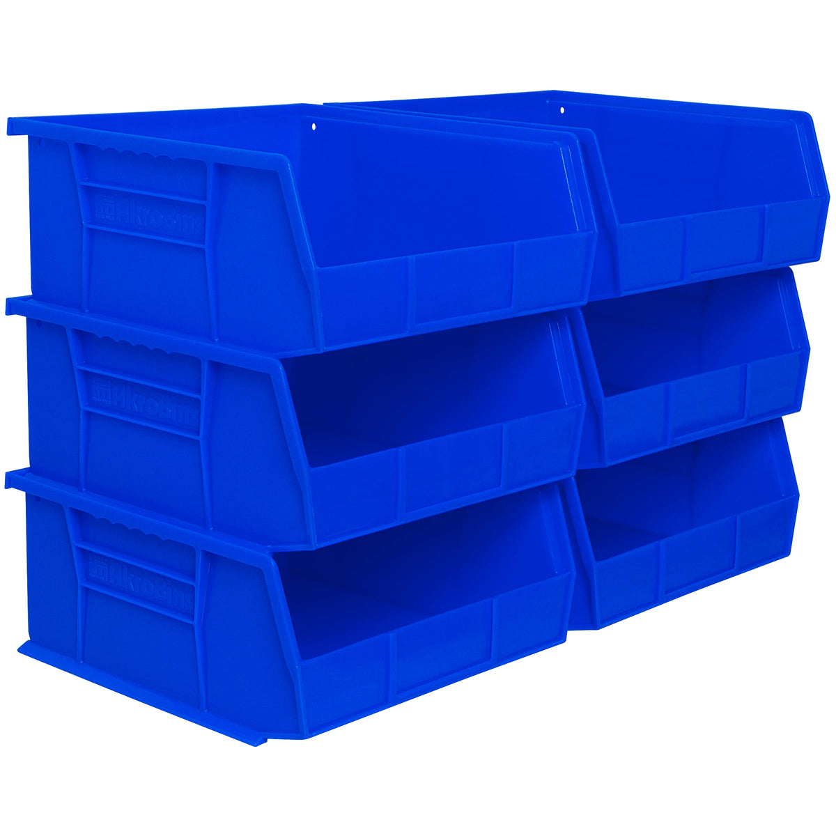 Akro-Mils AkroBins stackable bin, side view, sturdy storage for tools and hardware.