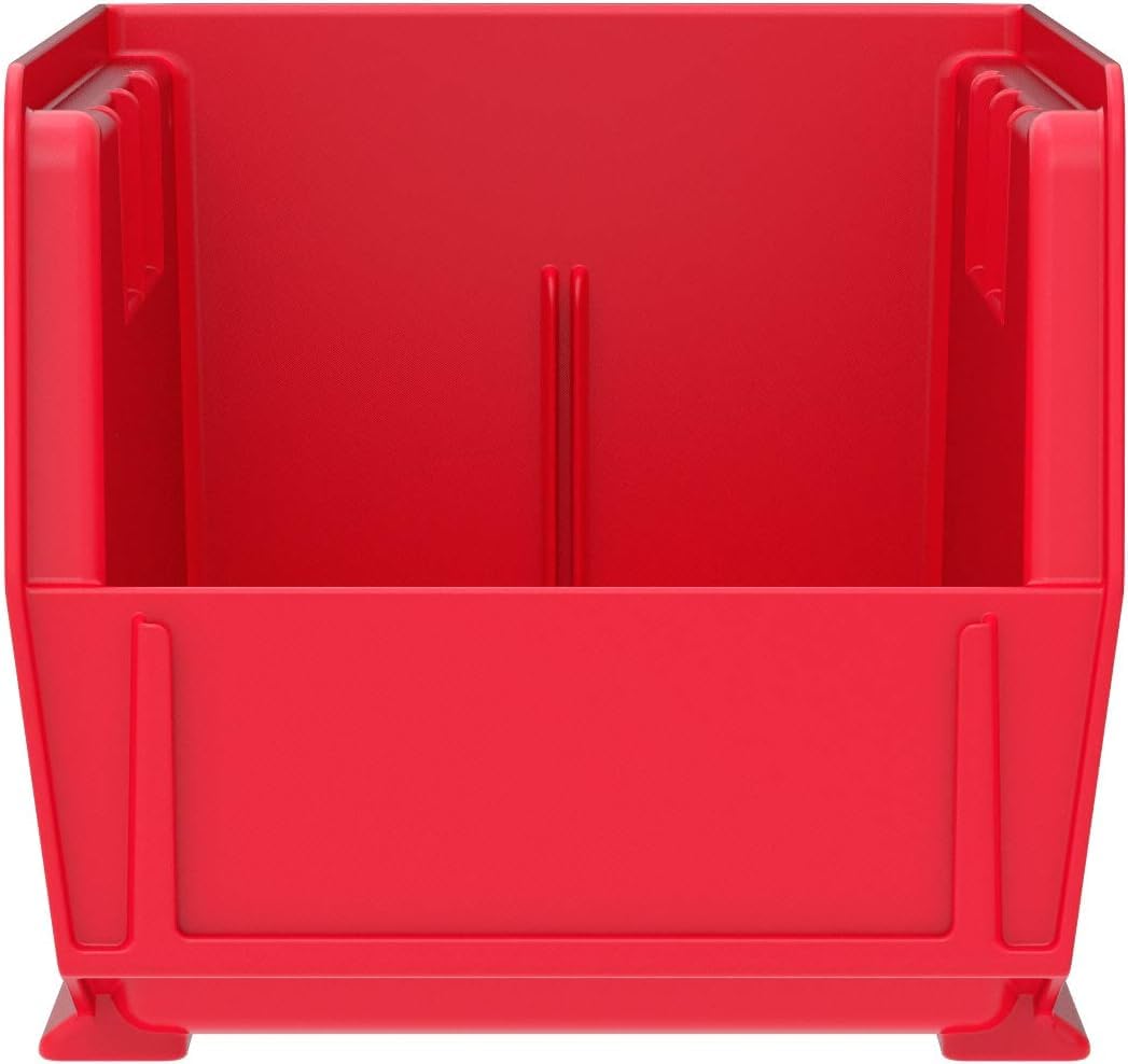 Akro-Mils AkroBins outer dimensions show 11 x 5 x 5 red bin