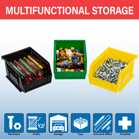 Akro-Mils AkroBins extra-wide ledge supports stable stacking and spill prevention.