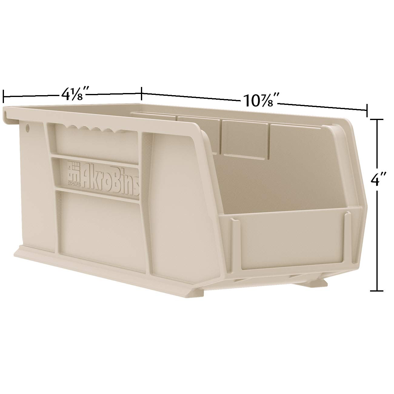 Akro-Mils AkroBins reinforced side ribs provide durable organization for heavy items.