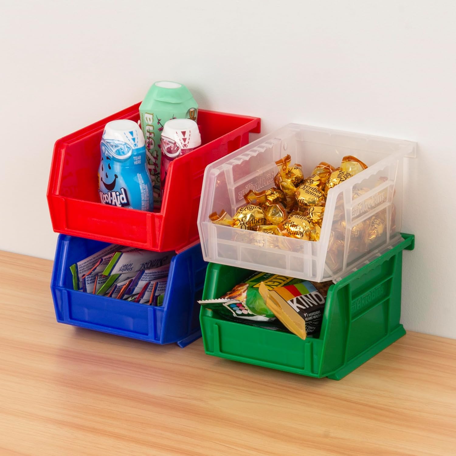 Akro-Mils AkroBins stone color complements any workspace and keeps small parts organized.