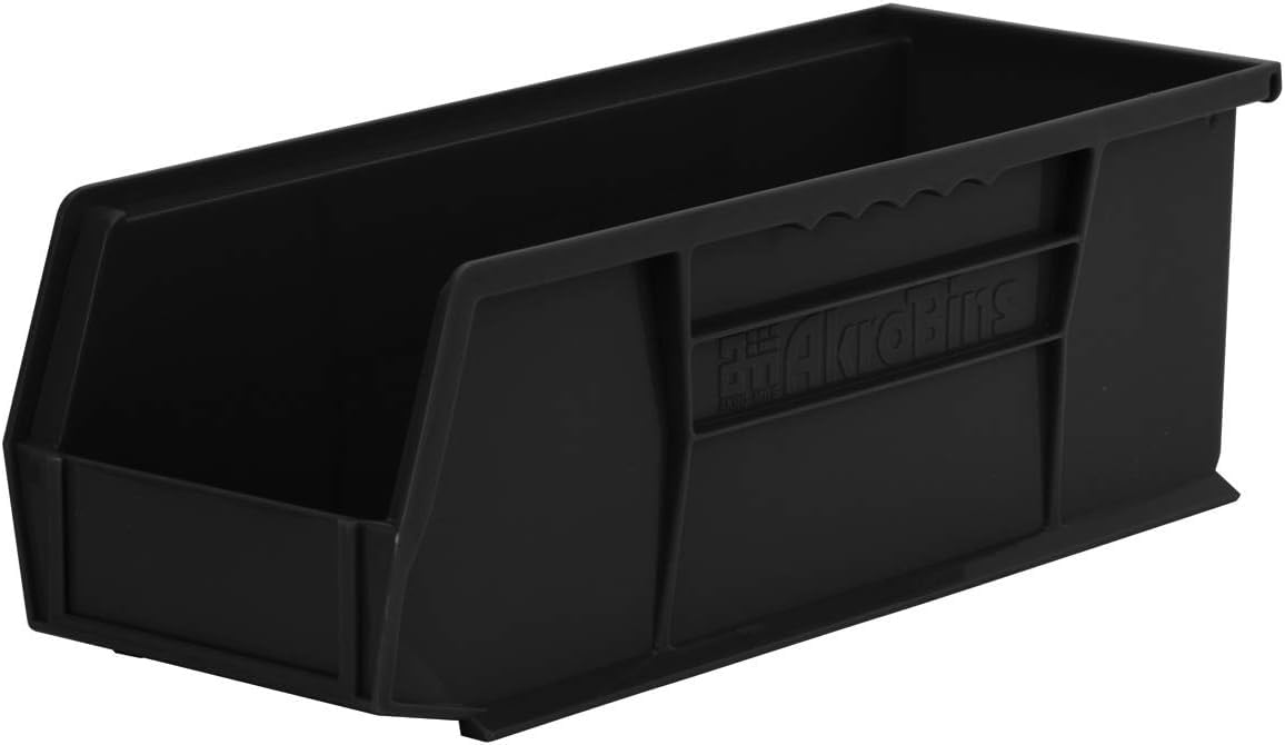 Toy storage with AkroBins in a garage or craft space