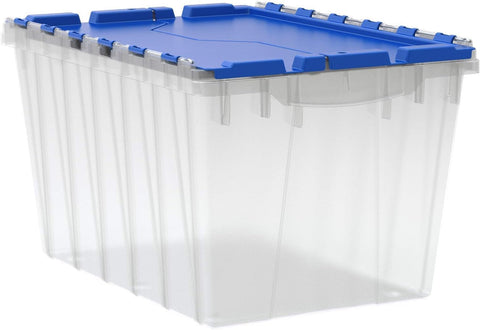 Akro-Mils KeepBox 12-gallon tote with attached lid for secure storage and transport.