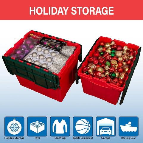 Red and green KeepBox colors support holiday storage organization
