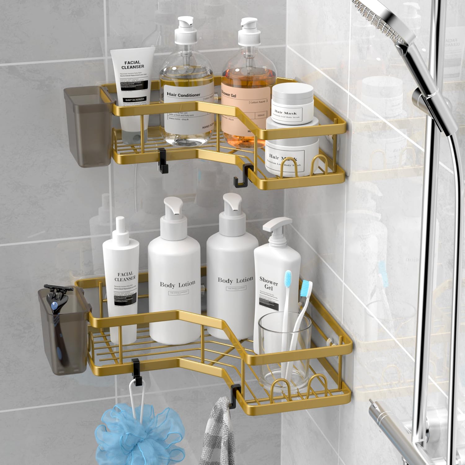 AKTECKE adhesive strips provide up to 40 lbs of sturdy shower storage