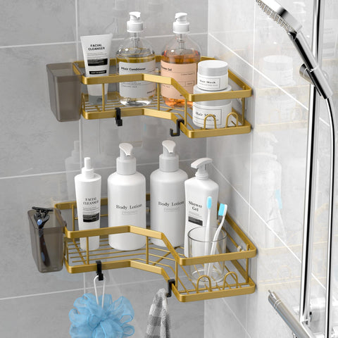AKTECKE adhesive strips provide up to 40 lbs of sturdy shower storage
