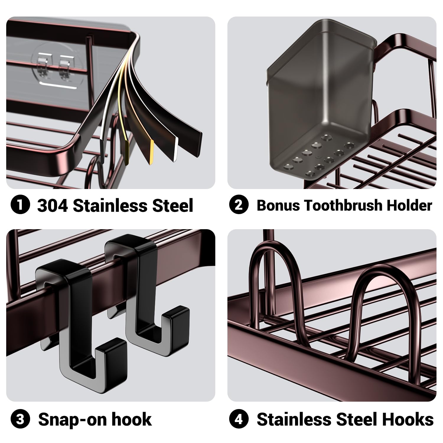 AKTECKE no-drill install simplifies bathroom setup with strong adhesive.