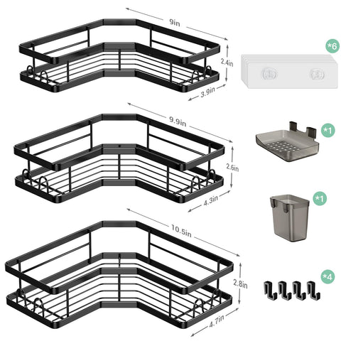 AKTECKE 3-pack shower caddies keep toiletries organized and accessible.