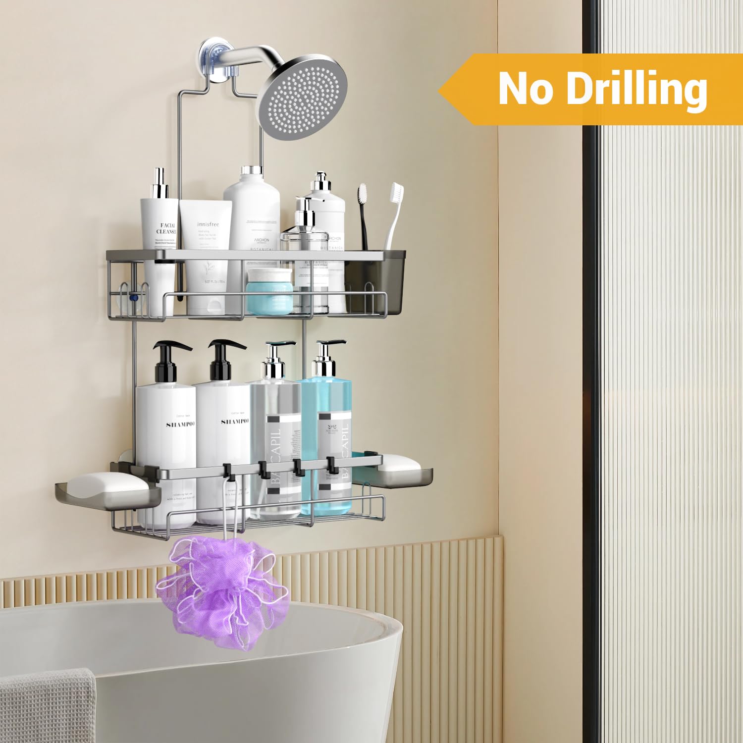 AKTECKE shower caddy 304 stainless steel resists rust in humid bathrooms