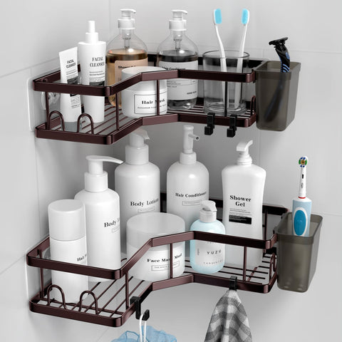 AKTECKE shower caddy corner organizer in a two-pack for clutter-free shower.
