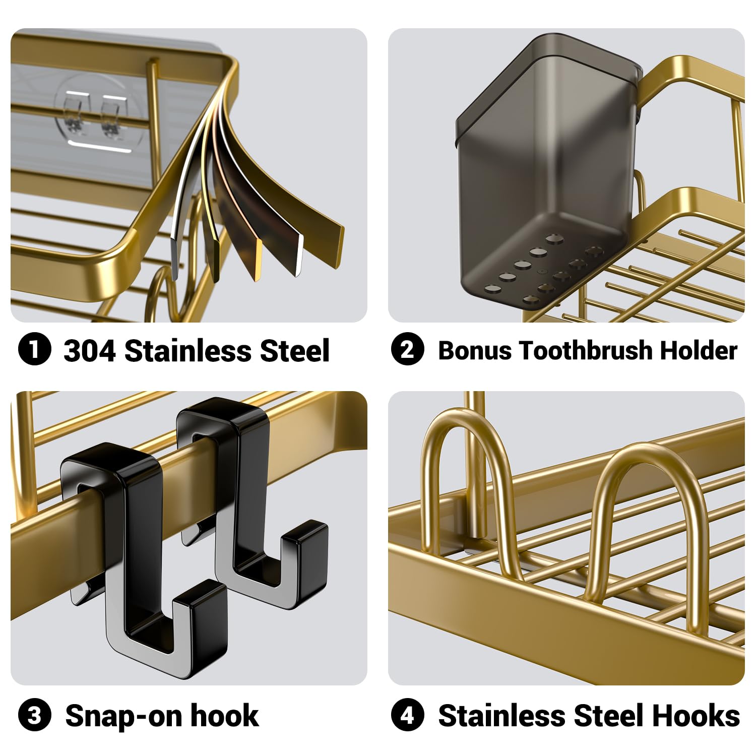 AKTECKE shower caddy installed without drilling on smooth walls