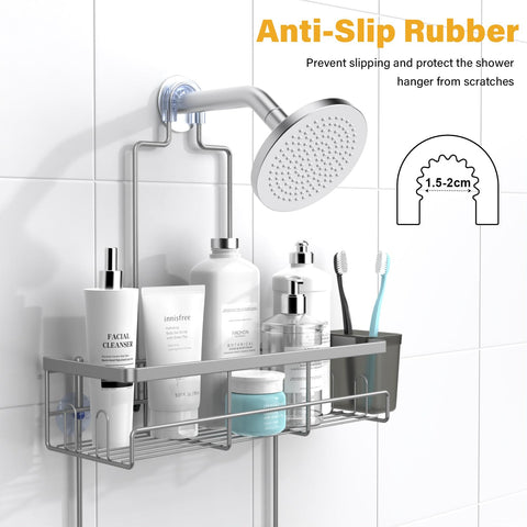 AKTECKE shower caddy strong suction collar prevents wobble on wet surfaces