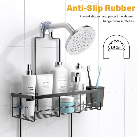 AKTECKE two-tier baskets maximize bathroom organization and space.