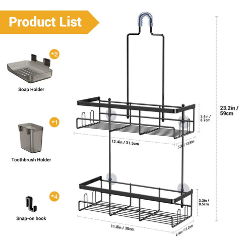 AKTECKE shower organizer with eight hooks keeps essentials reachable.