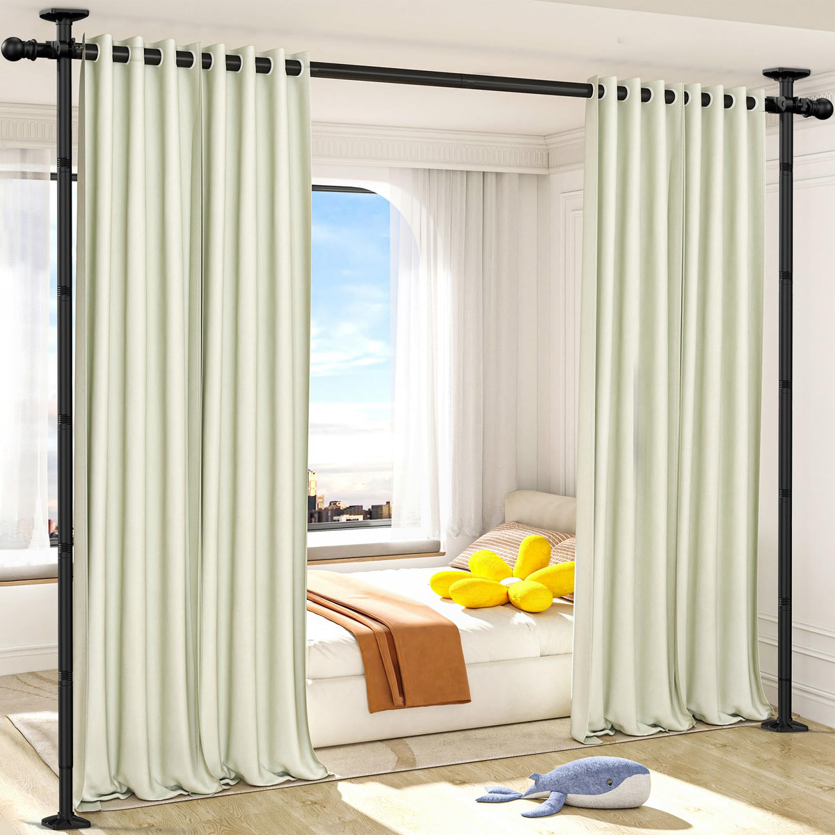 AKTOP room divider with adjustable height for flexible space partitioning.