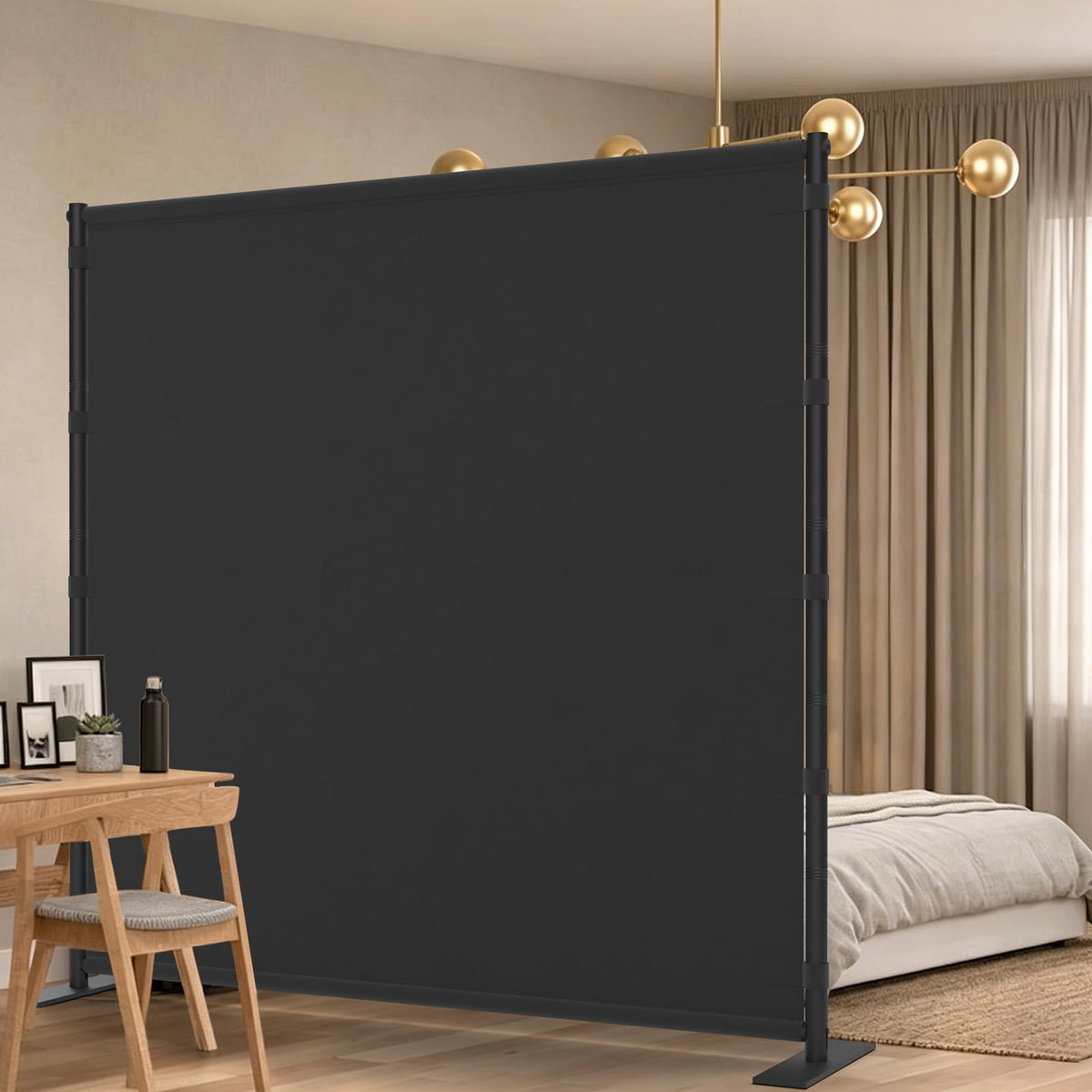 AKTOP room divider front view showing sturdy frame and privacy panel.