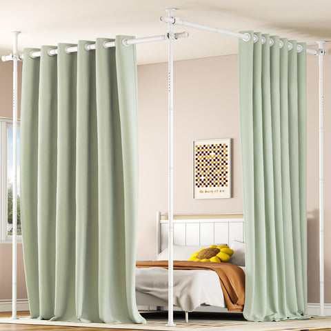 AKTOP room divider tension rod at full height for flexible room separation.
