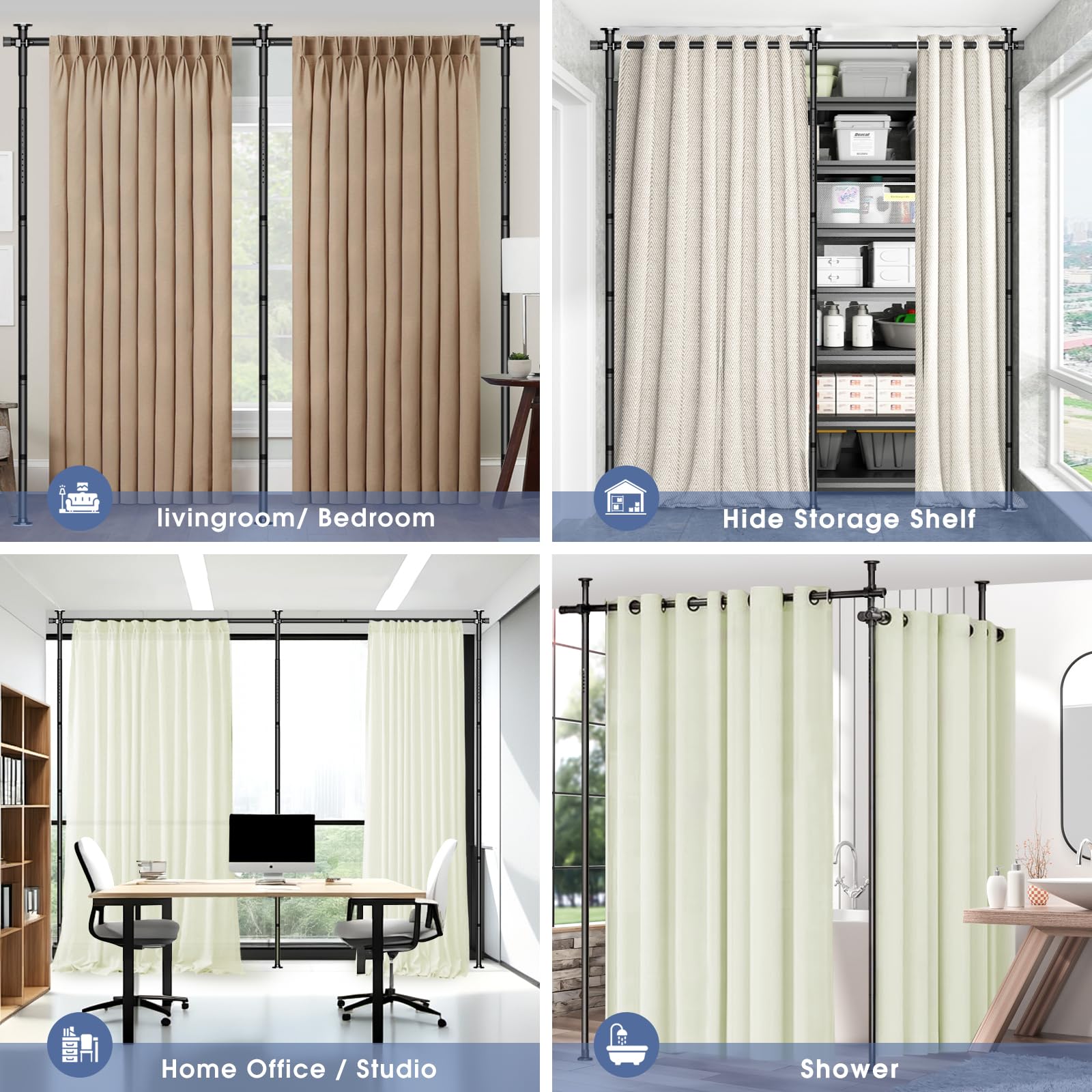 AKTOP L-shaped setup fits compact rooms with privacy needs.