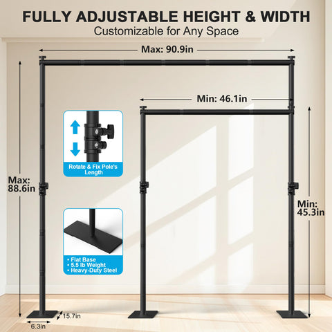 AKTOP telescopic poles extend to fit different heights for customizable room separation.
