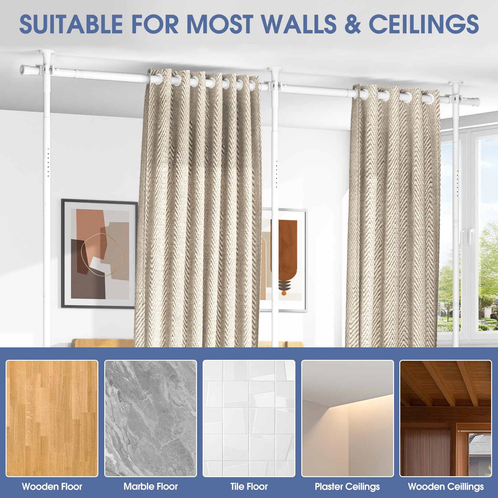 AKTOP room divider installs in minutes with no drilling required.
