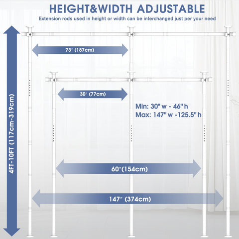 AKTOP room divider with adjustable width enables easy, tool-free installation.