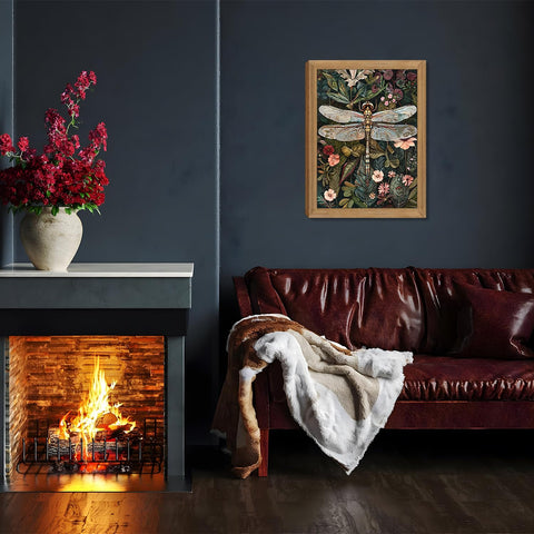 AKWISH floral dragonfly mural offers a classic accent for study or dining areas.
