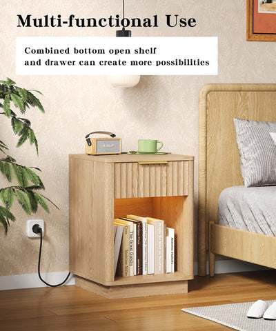 Akxomel fluted nightstand curved contours boost safety and style.