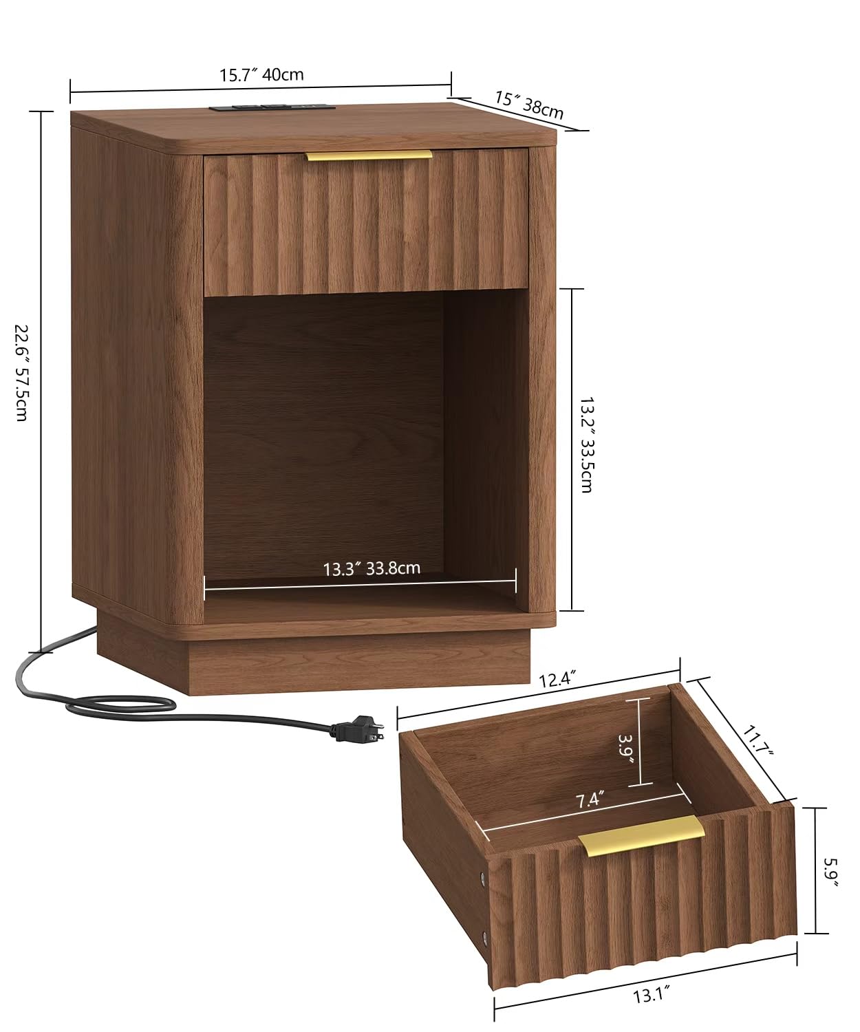 Akxomel fluted nightstand LED strip light enhances ambiance and night visibility