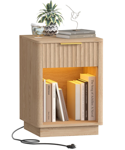 Akxomel fluted nightstand wave panel adds elegance with accessible storage.