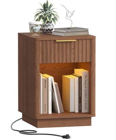 Akxomel fluted nightstand with wave pattern walnut adds modern elegance to your bedroom
