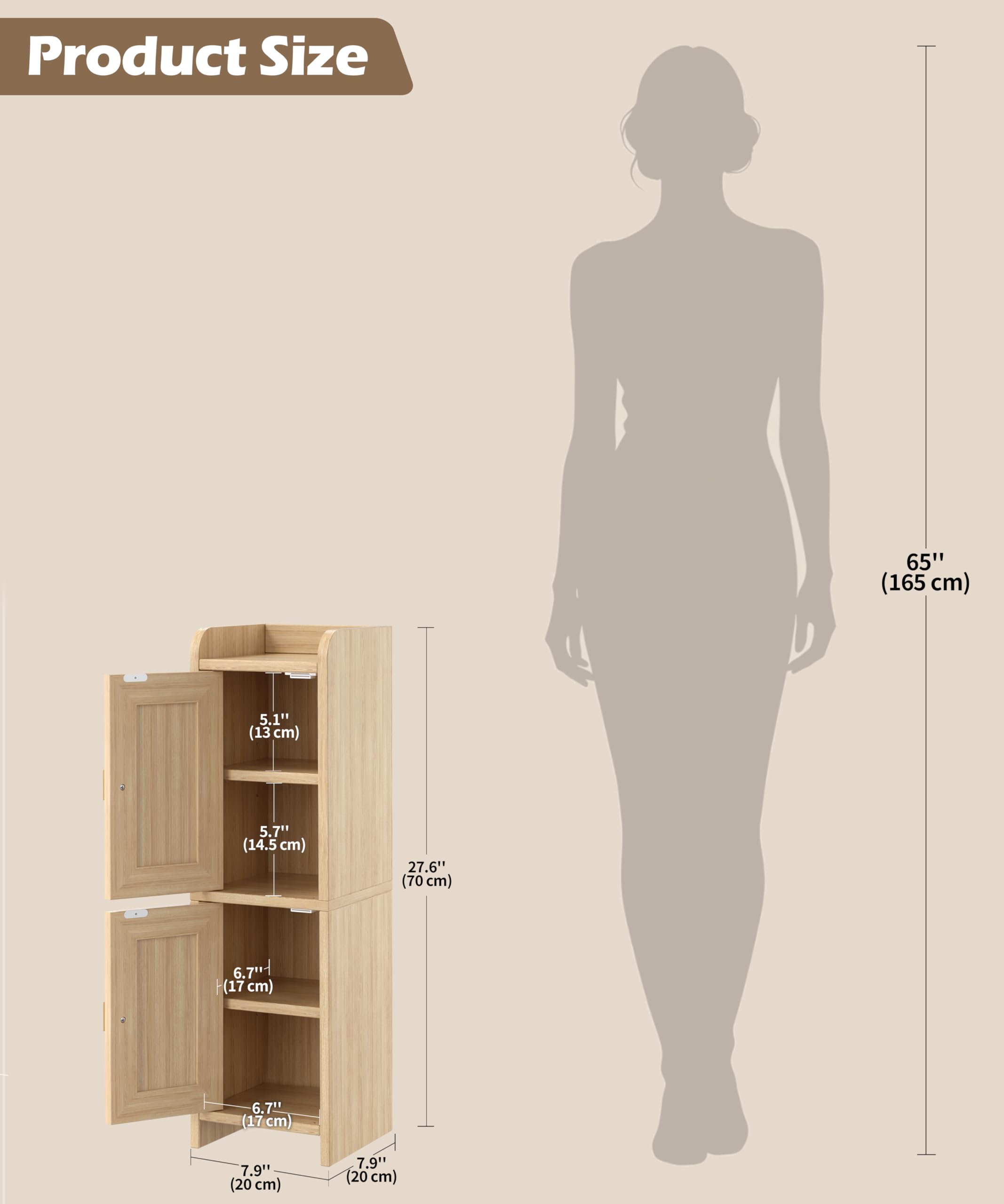 Akxomel rattan cabinet side view highlighting slim footprint for tight spaces.