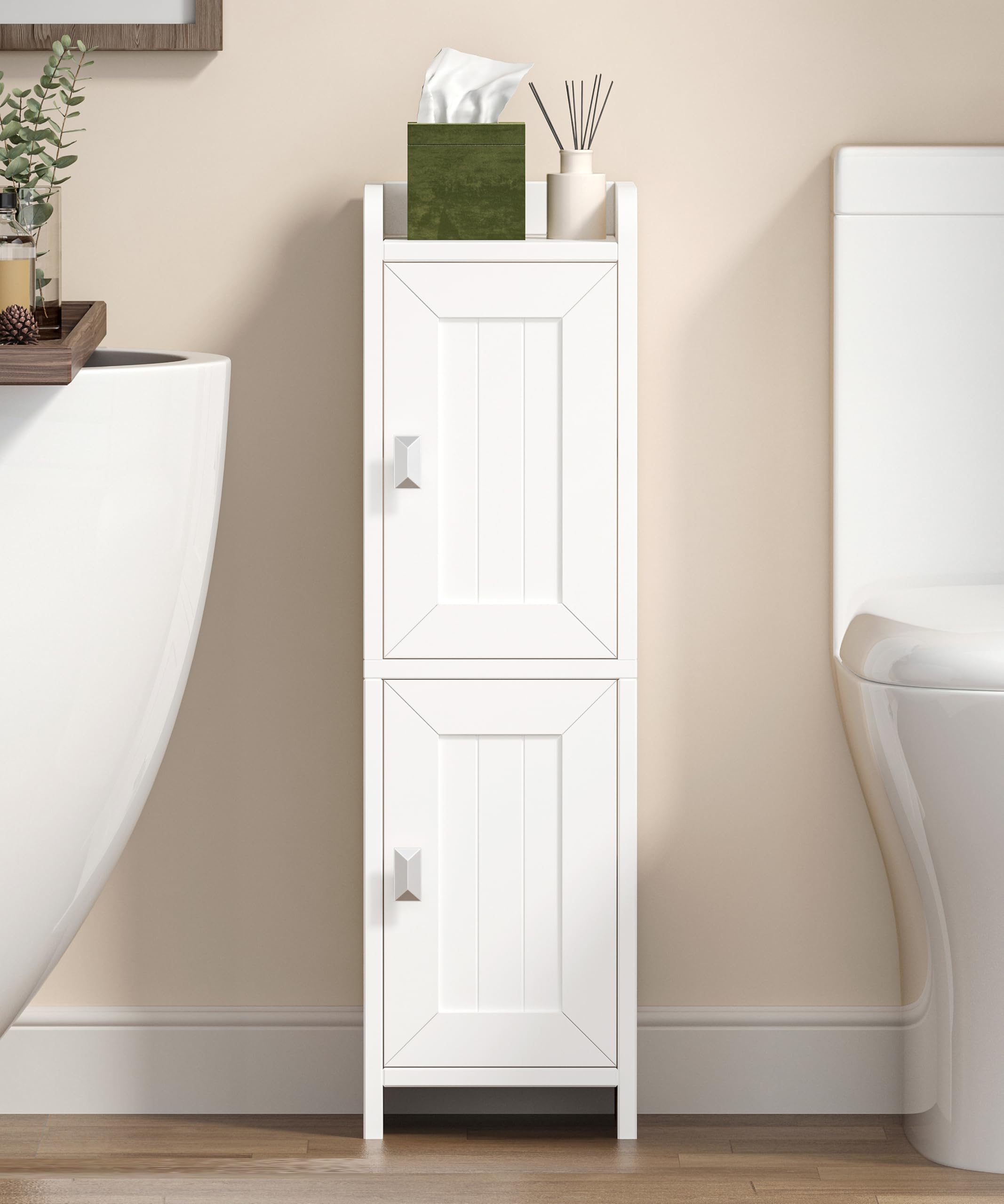 Akxomel cabinet door feature with secure suction to keep items contained.
