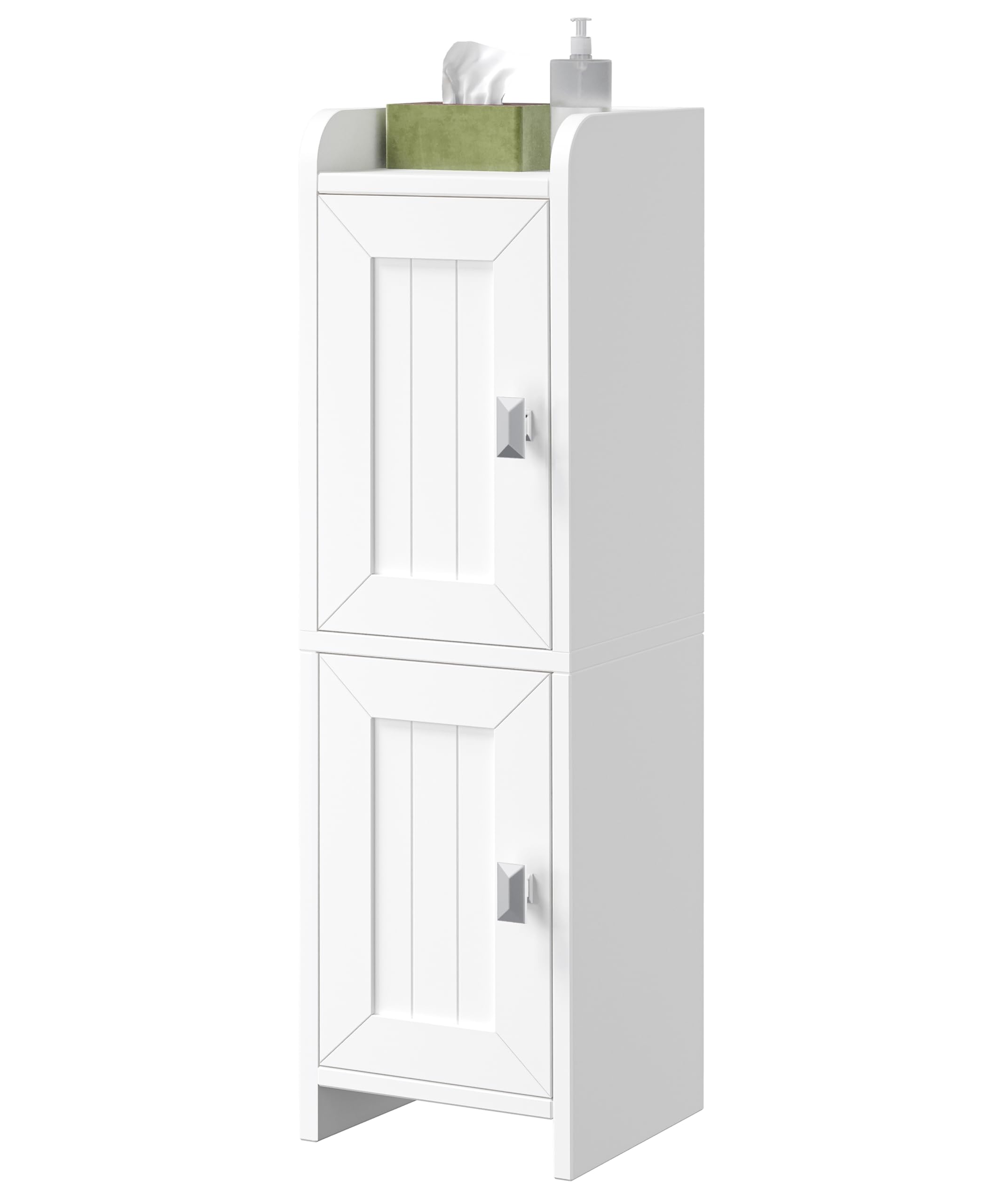 Akxomel cabinet in use beside a toilet maximizing vertical storage.
