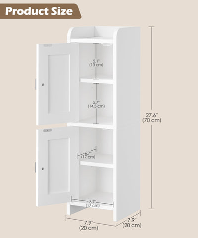 Akxomel cabinet side view highlighting compact footprint for corners.