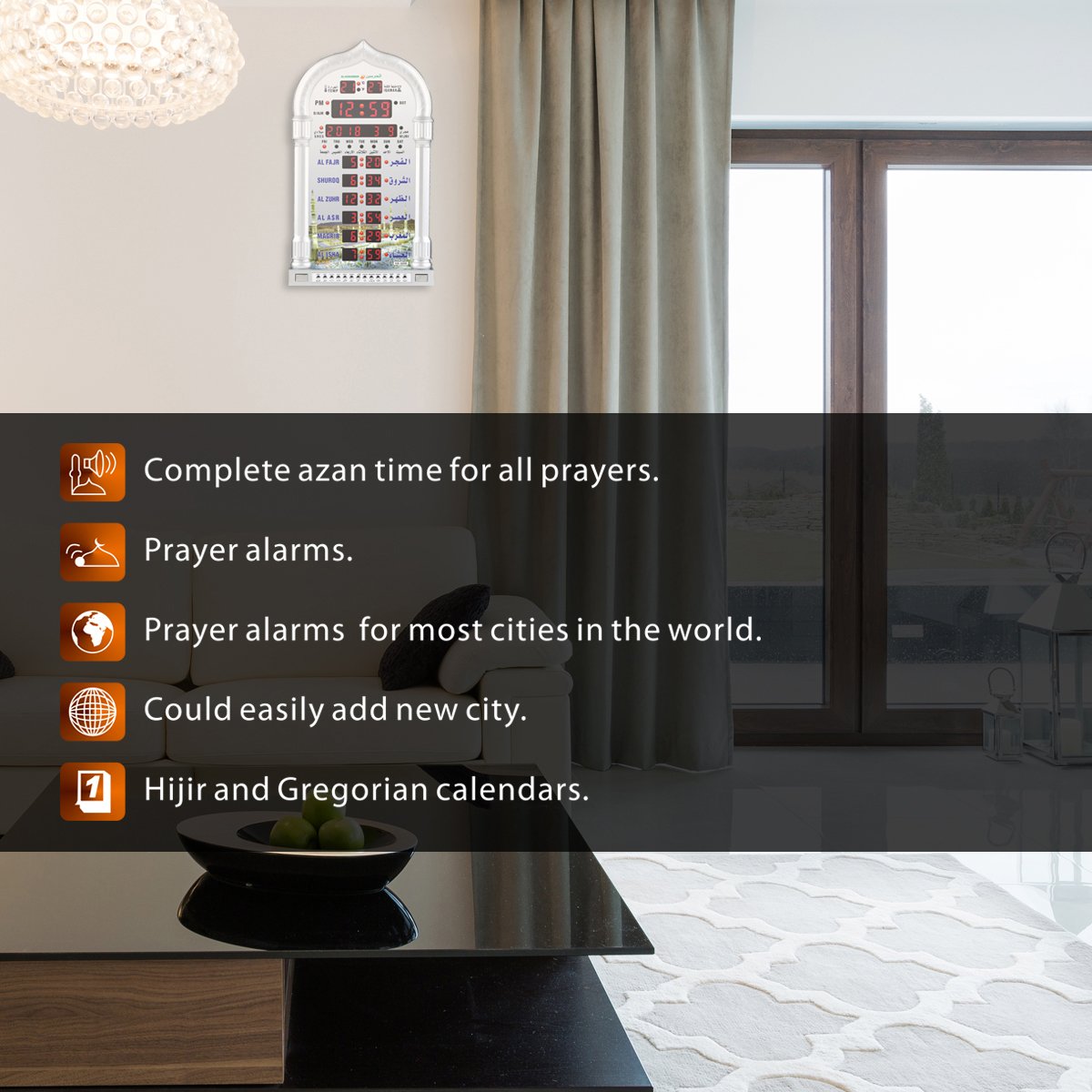 AL-HARAMEEN LED prayer clock night display for clear visibility