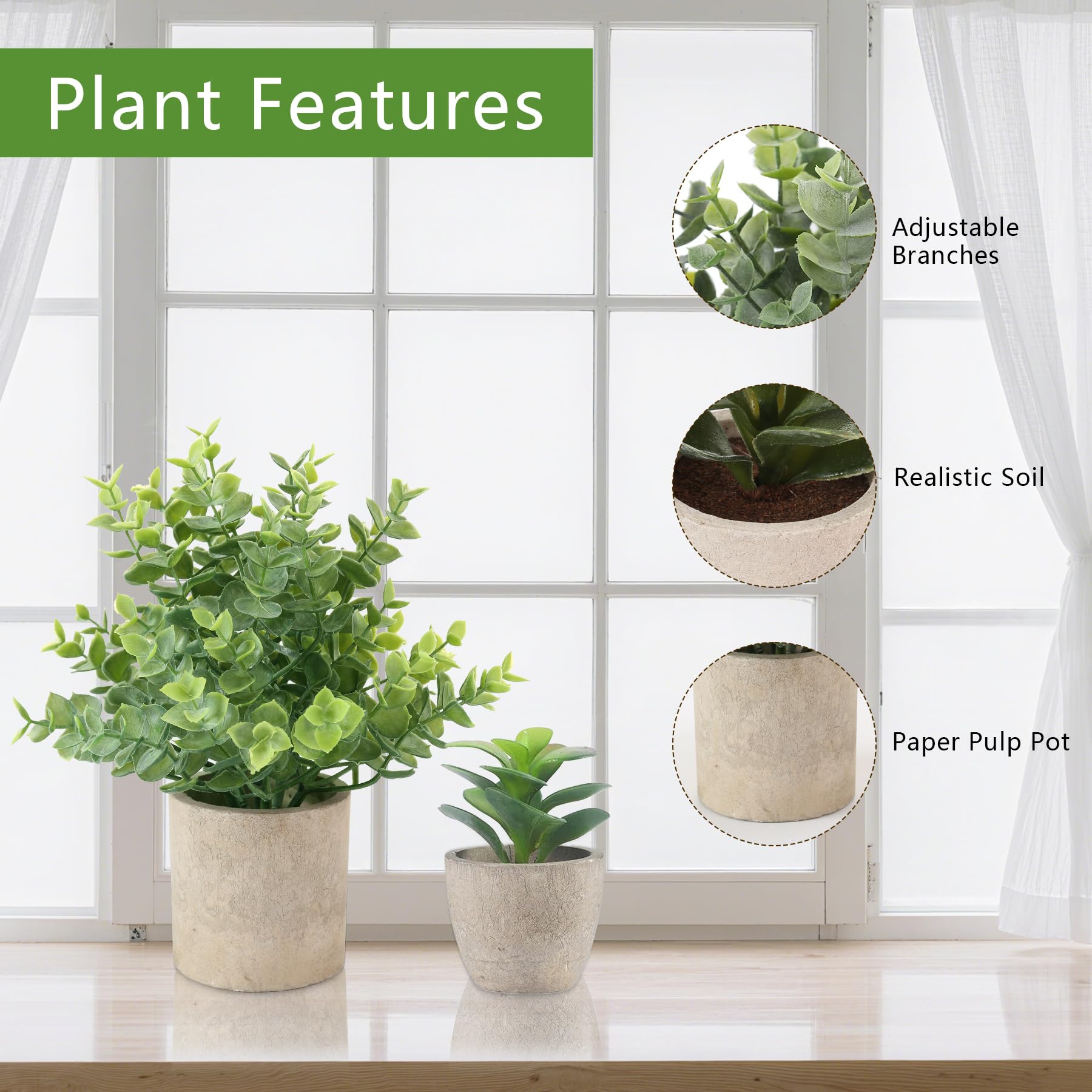 ALAGIRLS pulp pot artificial plants stay neat on shelves