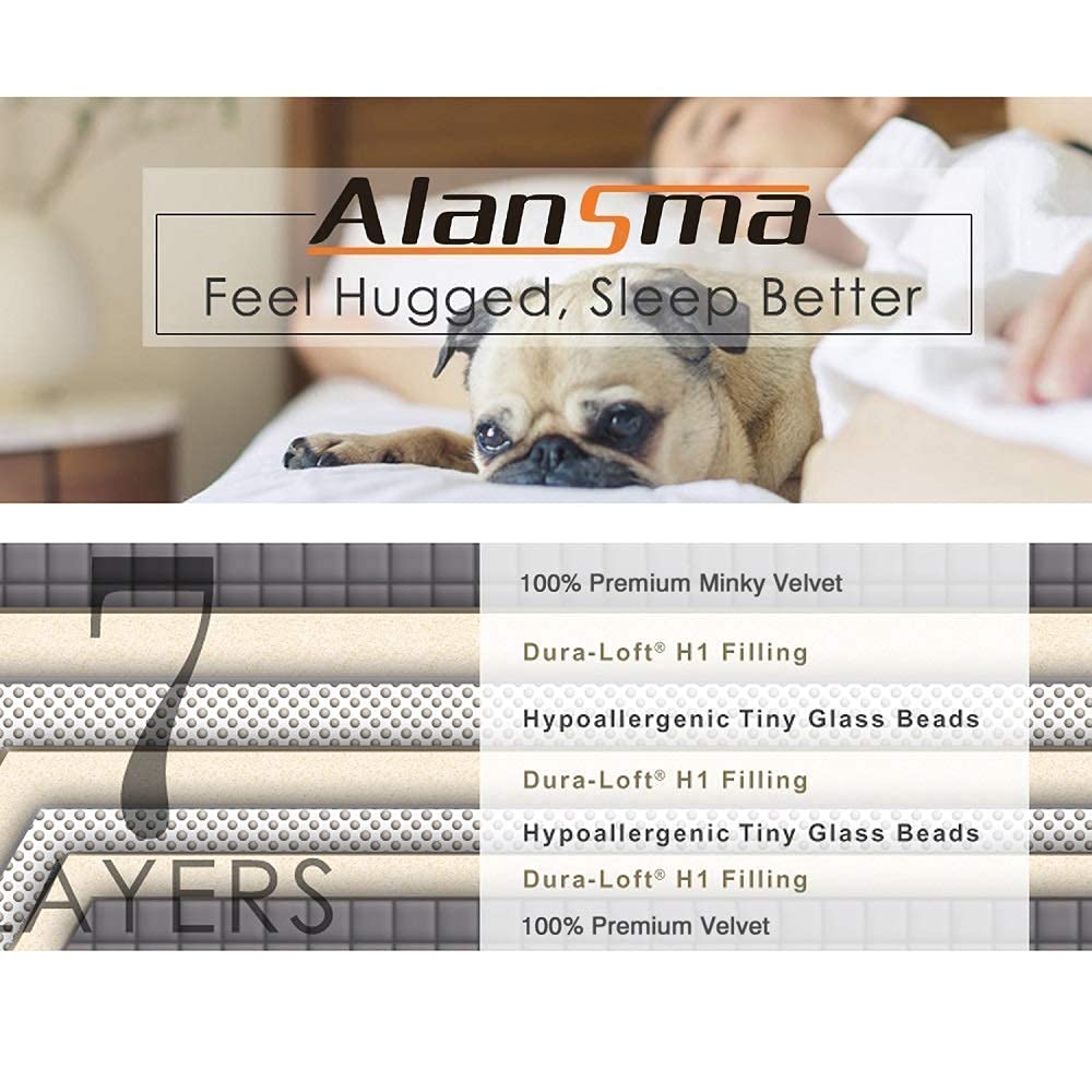 ALANSMA weighted blanket in bed during night use for a relaxing routine.