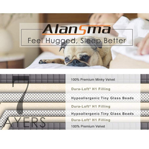 ALANSMA weighted blanket in bed during night use for a relaxing routine.