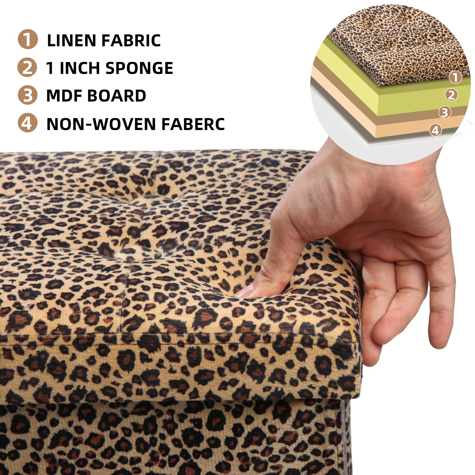 ALASDO foldable ottoman in compact design for easy storage.