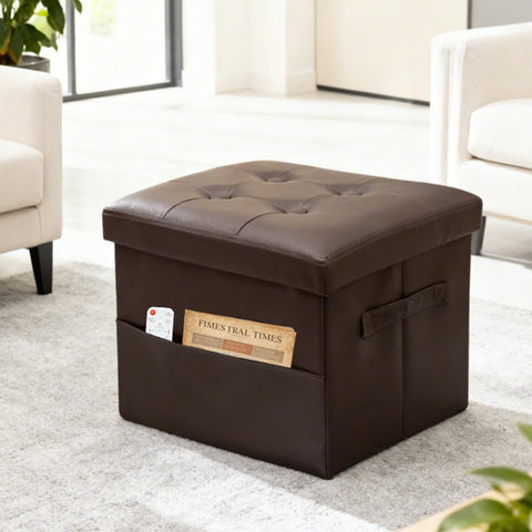 ALASDO foldable storage ottoman folded flat for compact storage
