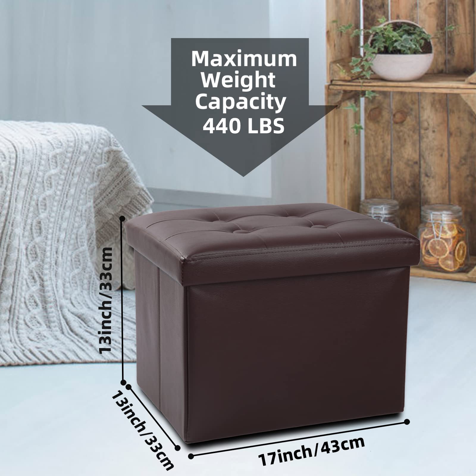 ALASDO ottoman open showing 43L internal storage space