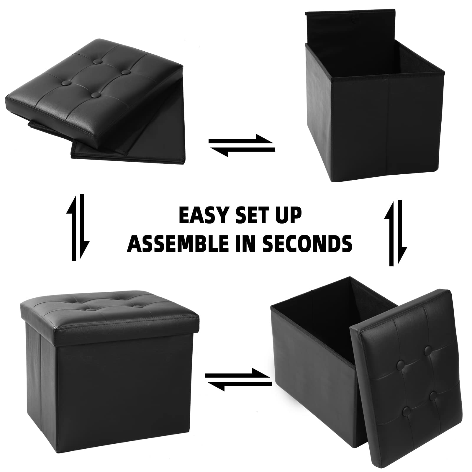 ALASDO storage ottoman as coffee table, convenient surface for drinks.